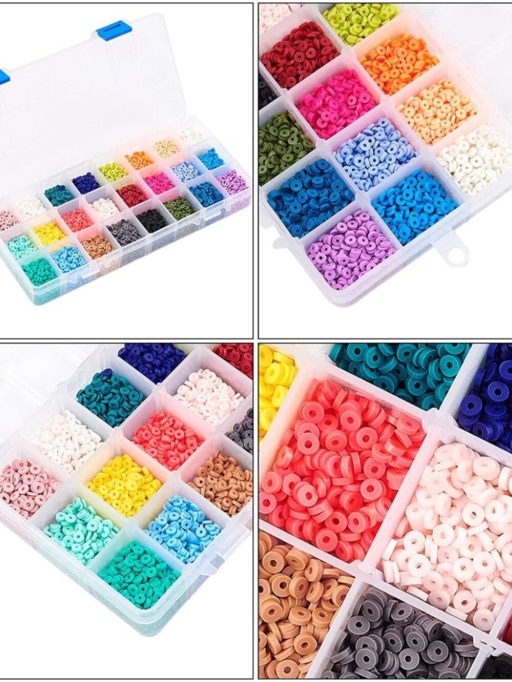9120pcs Heishi Clay Beads, 4mm Vinyl Disc Beads 24 Colors Polymer Clay Bead Flat - Picture 8 of 8